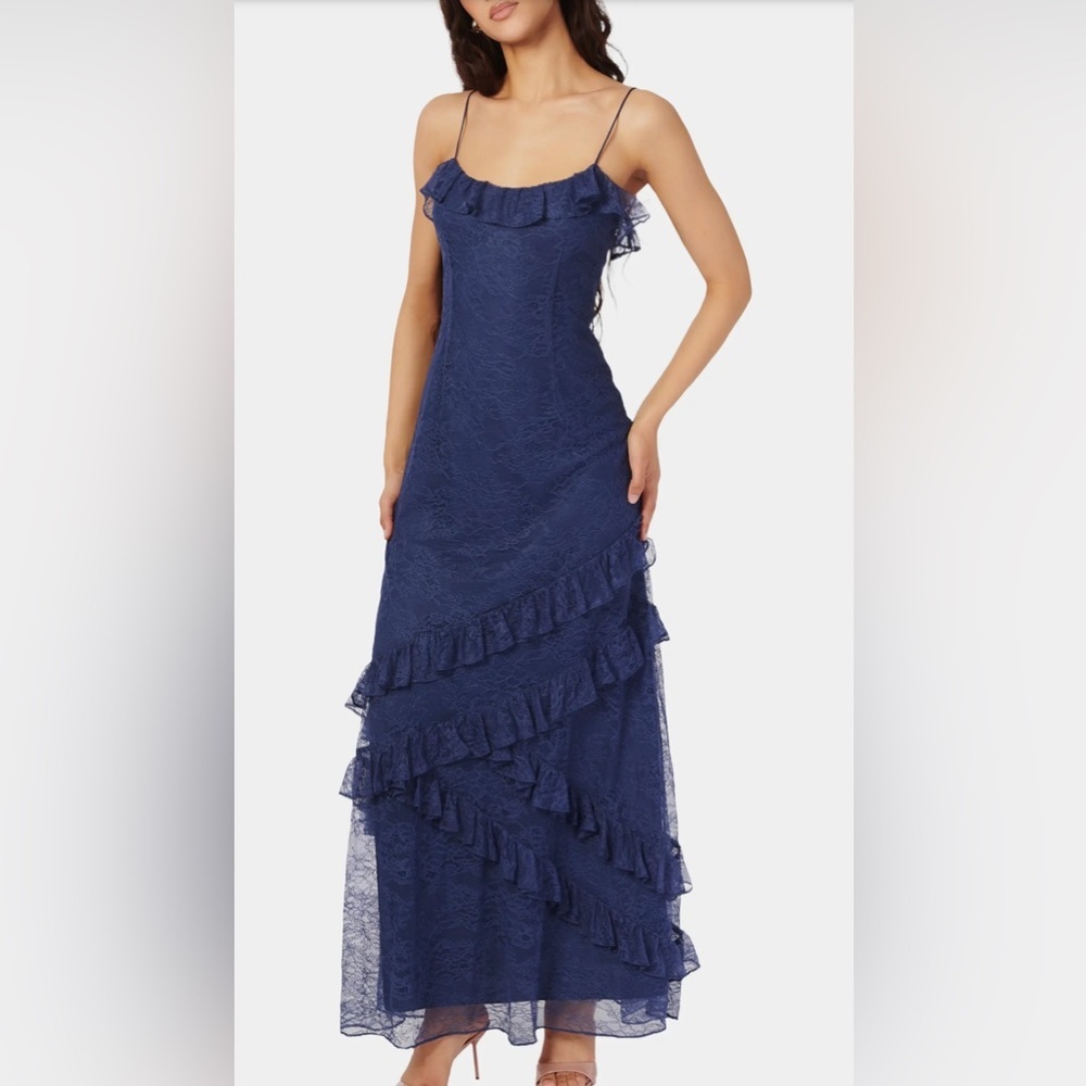 Cami NYC Midnight Blue Ruffle Maxi Dress